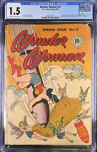 WONDER WOMAN #12 GOLDEN AGE WORLD WAR TWO COVER, 1945, DC COMICS CGC 1.5