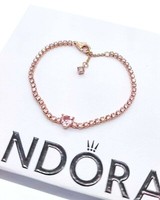 New/tags Pandora Rose Square Sparkle Open Bangle 588508C01 Hinge Box |  006352516305 - Pandora jewelry - Pink | Fash Direct