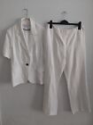 Vintage Jaeger Linen White Suit with Pants | Spring | Size 12-14