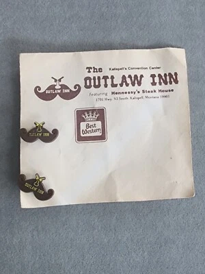 Vintage OUTLAW INN Mustache Lapel Pin Hat Pin Tie Tack Button FREE $HIPPING!! - Image 1 of 4