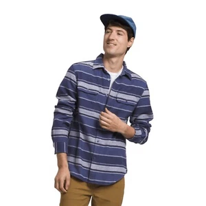 The North Face Men's Arroyo Flannel Button Down Cave Blue Striped Shirt Small - Picture 1 of 4