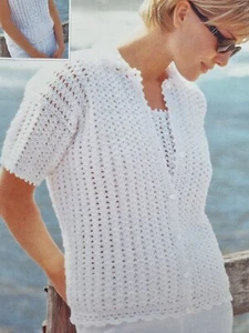 CROCHET PATTERN Ladies Summer Top & Short Sleeve Cardigan in DK 32 -42 (918) - Picture 1 of 3