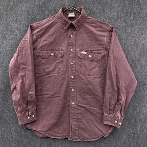 Carhartt Oakman Mens Medium Long Sleeve Button Up Workwear Shirt Burgundy Twill - Picture 1 of 12