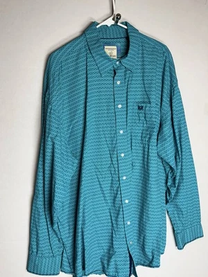 Camisa Panhandle Rough Stock azul masculina 2XL botão para baixo manga longa inspirada em vintage - Imagem 1 de 4