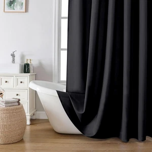 Cortina de ducha Zora de color negro sólido para baño - Bild 1 von 12