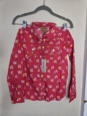 Wrangler девочки средний длинным рукавом Western печать ковбой Snap рубашка красный родео - Изображение 1 из 4