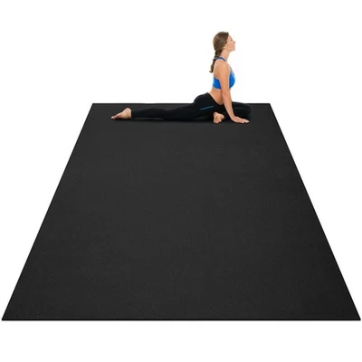 Esterilla de yoga grande de 6' x 4' x 8 mm de grosor para pisos de gimnasio en casa negra Foto 1 de 4