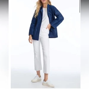 ELLIOTT LAUREN giacca donna taglia XL taffettà navy bottoni davanti manica lunga nuova con etichetta - Foto 1 di 12
