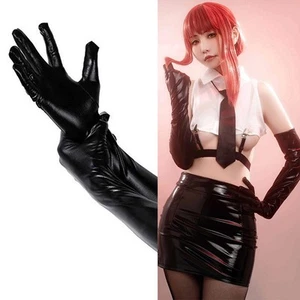 Black Long Gloves for Women in Patent Leather for Cosplay and Nightclub - Picture 1 of 13