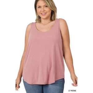 3X Light Rose Scoop Neck Round Hem Tank Top Zenana Plus size comfy cool - Picture 1 of 12