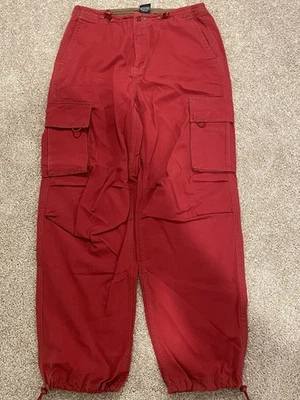 Vtg Y2K Gap Cargo Pants Small Red Utility Paratrooper Baggy Wide Leg - Image 1 of 4
