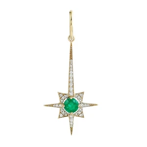 Natural Diamond With Emerald Starburst Pendant For Women For Wedding Party - Picture 1 of 7