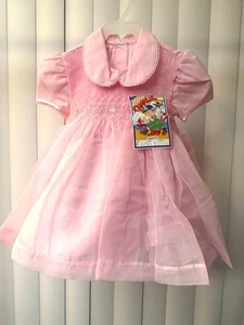 NWT Baby Girl Smocked Embroidered Beautiful Pink Dress  Size 1 - Picture 1 of 6