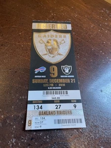 December 21, 2014 Bills at Raiders Ticket — Sebastian Janikowski 4FG - Picture 1 of 2