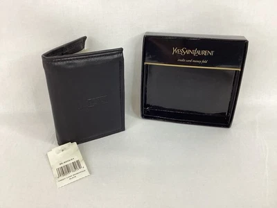 Yves Saint Laurent Men’s Vintage Black Bifold Wallet Credit Card Money Fold NIB - Image 1 of 4