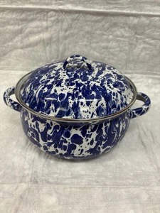 Golden Rabbit Enamelware - Grey Swirl Pattern - 2.5 Quart Dutch Oven.  - Picture 1 of 6