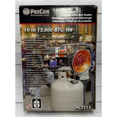 Procom Propane Infrared Heater 10-15000 BTU Portable Recreational Series PCTT15 - Image 1 of 4