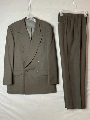 Jones New York Hombre Traje Marrón Chaqueta y Pantalón Dorado Twist 100% Lana Foto 1 de 4