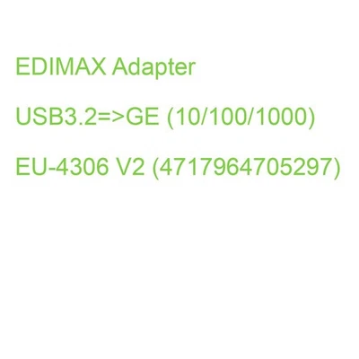 EDIMAX Adapter USB3.2=>GE (10/100/1000) EU-4306 V2 (4717964705297) - Bild 1 von 2