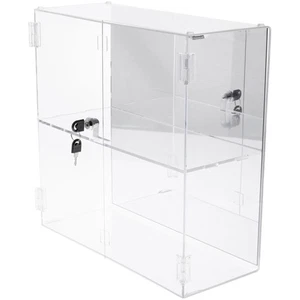 Plymor Acrylic Rectangular Locking Case, 1 Shelf (Mirrored), 16.5" x 16.25" x 7" - Picture 1 of 1