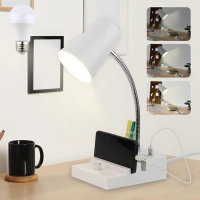 Study Desk Lamp with USB Charging and -C Night Light Gooseneck LED Table Lamp... - Image 1 of 4
