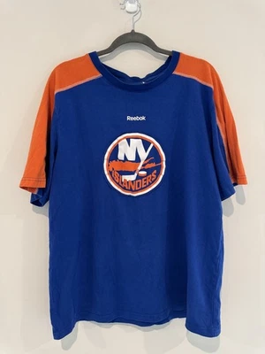 Reebok NY Islanders Mens T-Shirt Blue XL Vintage Hockey Logo Blue Orange Retro  - Image 1 of 4