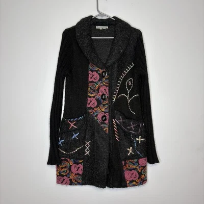 Cárdigan Suéter Mohair Lana Artística Usable Tejido Negro Liquid By Sioni Talla Mediana Foto 1 de 4