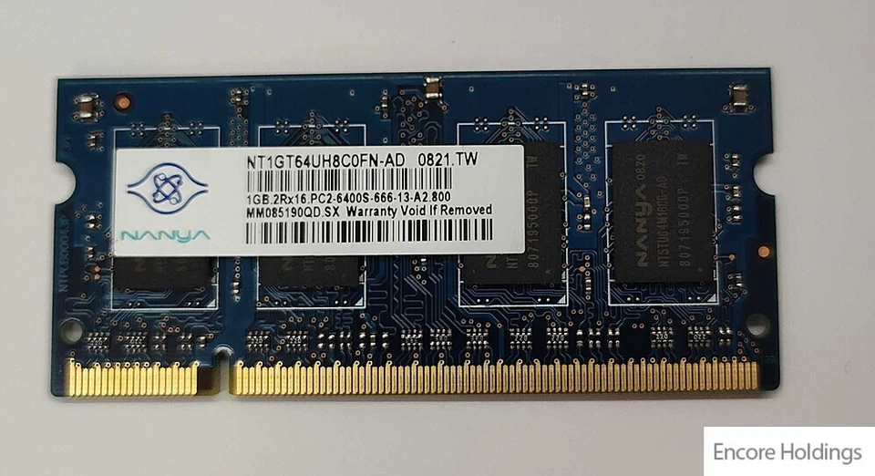 Nanya Memory Module - 1 GB - Dual Rankx 8 - DDR2 - 800 MHz - NT1GT64UH8C0FN-AD - Image 1 of 1