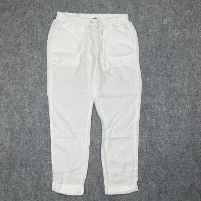 Saks Fifth Avenue Pants Womens Size S White Linen Casual Beach Artsy Preppy - Image 1 of 4