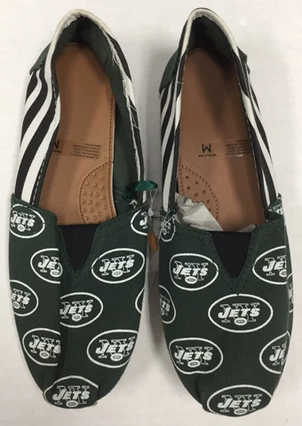 New York Jets LOGO Women’s Canvas Stripe Shoes Medium 7/8 Cover