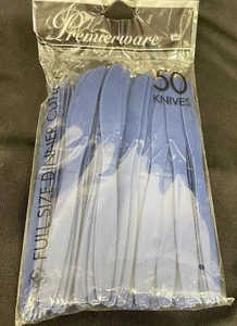 Premierware Navy Blue Plastic Knives 50Ct Disposable & Durable Cutlery - Picture 1 of 3