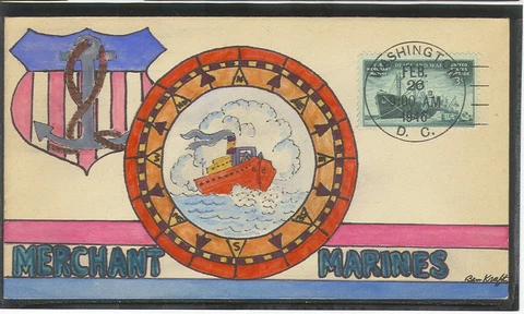 SCOTT 939 MERCHANT MARINE BEN KRAFT HAND PAINTED FDC USMMA MM AMO MEBA * OFFERS Cover