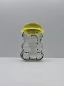 Teddy Bear Glass Honey Jar Yellow Hat Vintage Collectable - Picture 1 of 12