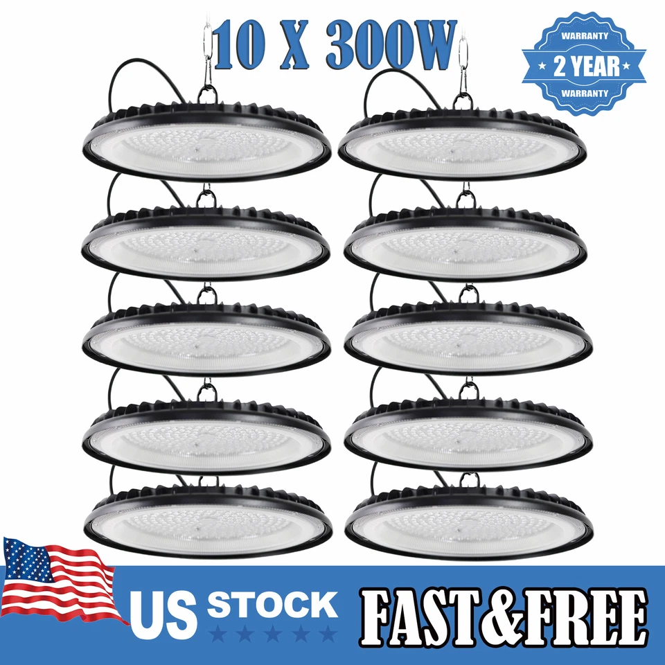5-10 Pcs 300W UFO Led High Bay Light Factory Warehouse Commercial Led Shop Light - Image 1 of 4
