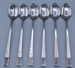 6 Custom Design CUD1 Iced Tea Spoon 7-1/4" Stainless Flatware Japan ~ Very Good - Picture 1 of 8