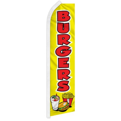 Burgers Swooper Feather Flutter Advertising Flag Concessions Food Flag - Image 1 of 2