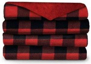 Sunbeam 50 Inch x 60 Inch Microplush Heated Throw in Red Plaid Plush Blanket NEW - Picture 1 of 4
