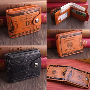 Men's US 100 Dollar Leather Wallet Bill Money Billfold Card Holder Purse Handbag - Picture 1 of 14