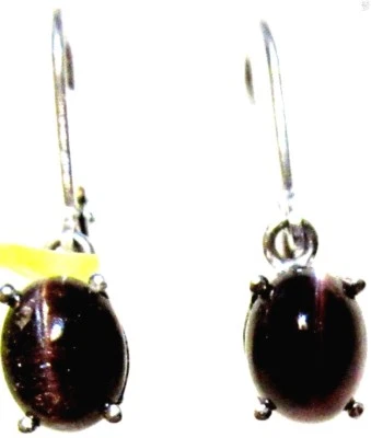 BRINCOS SOLITÁRIO OVAL RED CAT'S EYE SCAPOLITE, PLATINA / PRATA 925, 4,75 (TCW - Imagem 1 de 4