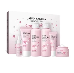 JAPAN Sakura Facial Care Set (Cherry Blossom) 6 Piece Set *NEW* £15.49 -FREE P&P - Picture 1 of 19