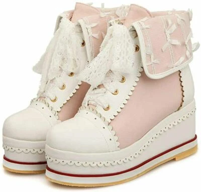 HILIB Niños Lindas Botas Lolita Juegos con disfraces Brogue Botas de Cuña Rosa talla 13 euro31 Foto 1 de 4