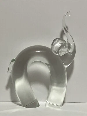 "Escultura de elefante de vidrio de Murano Licio Zanetti de 10 3/4"" naturalista firmada defectuosa" Foto 1 de 4