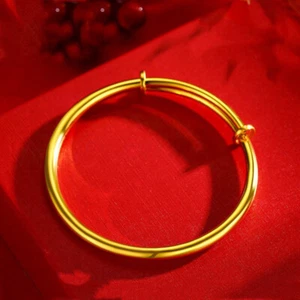 18K Carat Lady’s Gold Filled Adjustable Bangle Bracelet Gift For Her - Picture 1 of 12