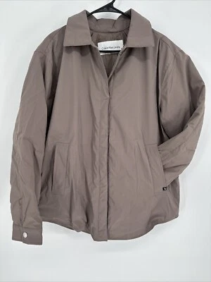 Calvin Klein Mens Medium Classic Midweight Collared Button Down Jacket Tan Brown - Image 1 of 4