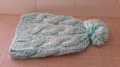 Gorro Carbón Para Mujer Talla Única Azul Grueso Tejido 100% Acrílico Pom Pom Invierno Nieve Foto 1 de 4