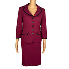 NINE WEST 2PC Berry Polyester Lined 3/4 Sleeves Career Cocktail Skirt Suit SZ 6