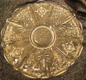13" Torte Plate (Baroque Shape) Meadow Rose Clear by FOSTORIA - Picture 1 of 5
