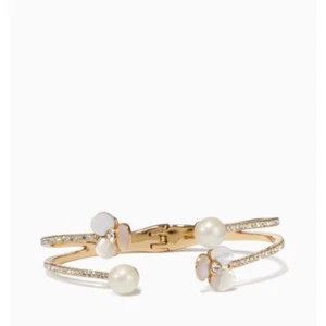 kate spade disco pansy mother of Pearl crystal rose gold bracelet double cuff - Picture 1 of 8