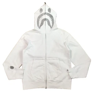 BAPE Reflector Shark Full Zip Hoodie White A Bathing Ape Gr. M gebraucht 2504SY - Bild 1 von 9