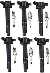 Set of 6 Platinum Spark Plug and 6 Ignition Coil Pack Ford Mercury Lincoln Mazda - Picture 1 of 7
